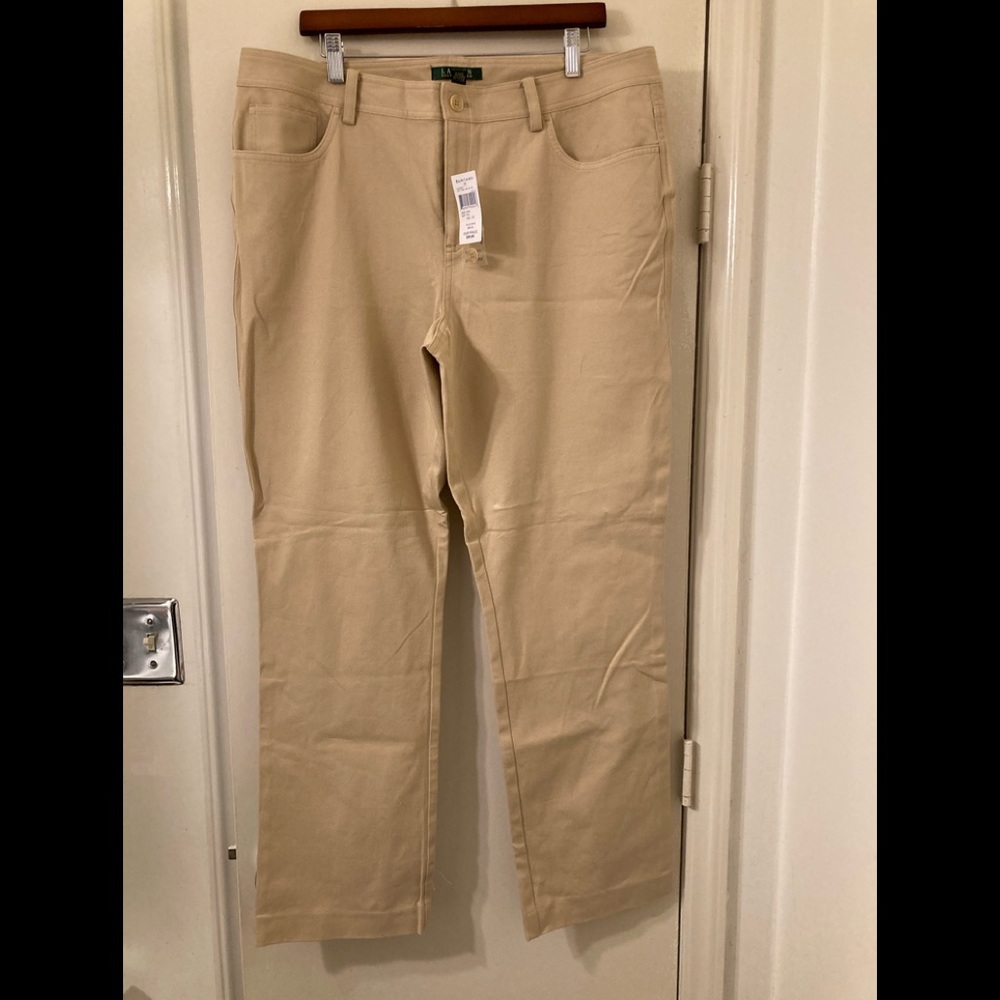 New Ralph Lauren Tan Stretch Jean. Soft Tan. Size 16.